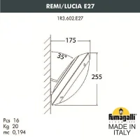 Уличное бра Fumagalli Remi/Lucia 1R3.602.000.LYE27GN1 серый/зеленый, опал