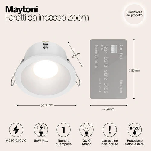 Встраиваемый светильник Downlight Zoom, 1xGU10 Белый (Maytoni Technical, DL032-2-01W) - Amppa.ru